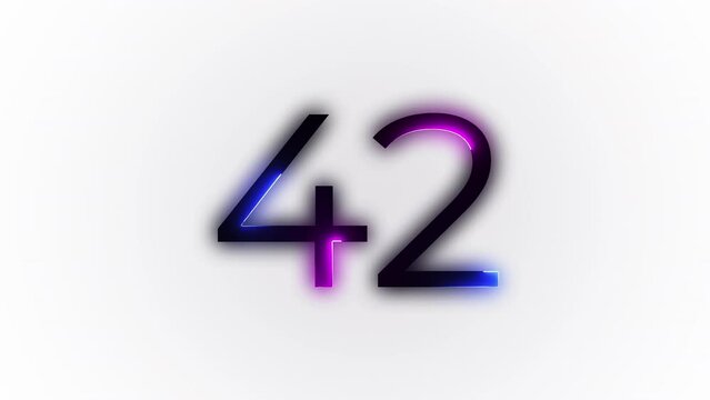 Neon number 42 with alpha channel, neon number forty two