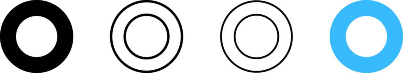 Circle icons. Different styles, circle design in different icon styles. Vector icons