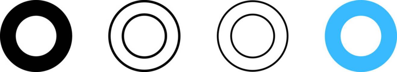 Circle icons. Different styles, circle design in different icon styles. Vector icons