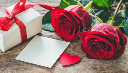 love valentine concept 3d rendering blank paper card gift box rose heart illustration