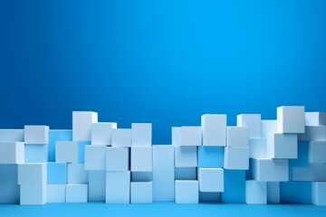 blocks forming a wall on a blue backdrop. Generative AI