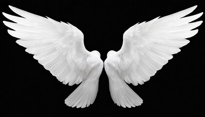 white angel wings on background png illustration - obrazy, fototapety, plakaty