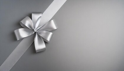 silver ribbon and bow with grey against background illustration - obrazy, fototapety, plakaty