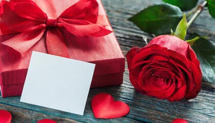 love valentine concept 3d rendering blank paper card gift box rose heart illustration