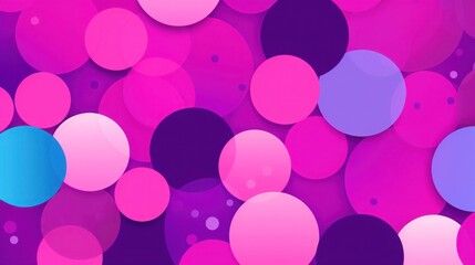 The vibrant dots vary in size and hue of purple color, creating a playful and dynamic pattern background. - obrazy, fototapety, plakaty