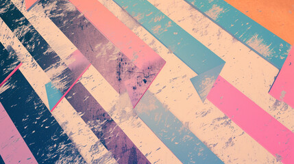 Loop Animation With Riso Print Effect. Vintage Arrows Animation Element. Vintage concept, Copy paste area for texture