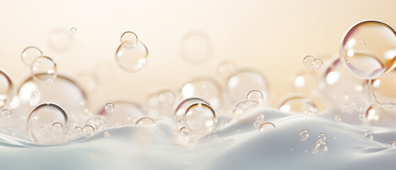 Fototapeta premium macro shot of bubbles in water, abstract background