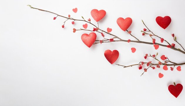love tree creative valentines concept photo of a branch with hearts on white background illustration