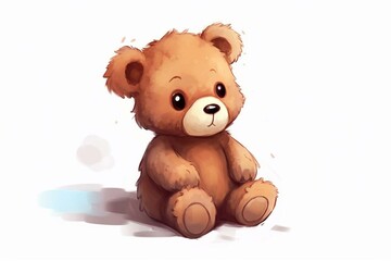 Adorable cartoon teddy bear illustration on a white background. Generative AI