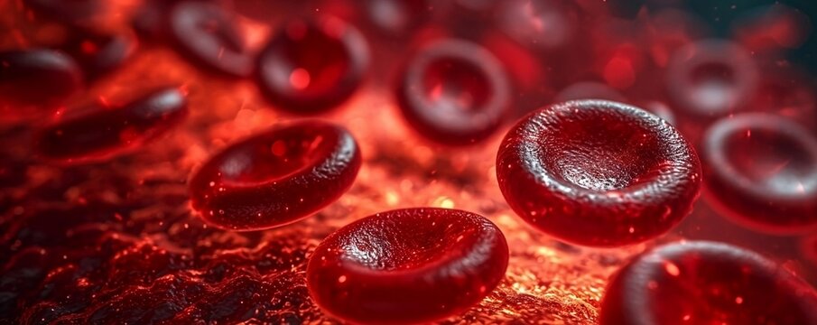 red blood cells, An impactful medical banner featuring a microscopic view of red blood cells, creating a visually striking background for health-related designs and presentations