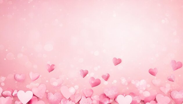 paper pink hearts fly on soft pink color background border copy space valentine day concept for design illustration