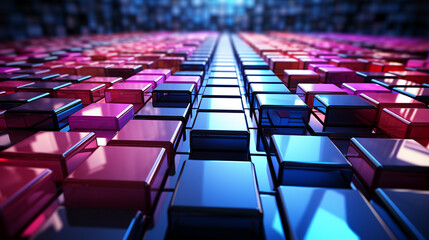 Obraz premium abstract colorful glowing wavy perspective with fractals and curves background 16:9 widescreen wallpapers