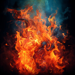 Fototapeta na wymiar Flare of fire on dark background. Generative AI