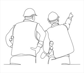 One continuous line drawing of young architect holding roll papers of draft sketch blueprint design. Building architecture business concept. Single line draw design vector graphic illustration