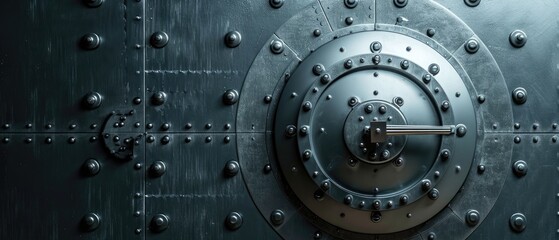 Detailed Photo Of A Securely Closed Bank Vault Door In Closeup. Сoncept Bank Vault Security, Close-Up Photography, Secure Enclosures, Detail Shots, Intricate Lock Mechanisms