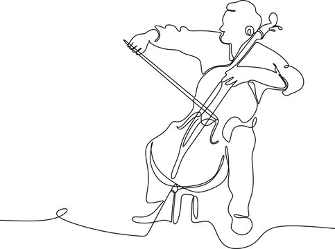 cello player single line art clip art preview