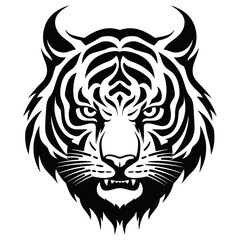 Angry tiger head, vector illustration.