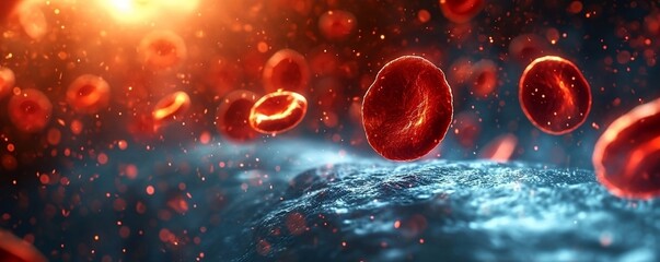 red blood cells, An impactful medical banner featuring a microscopic view of red blood cells, creating a visually striking background for health-related designs and presentations - obrazy, fototapety, plakaty