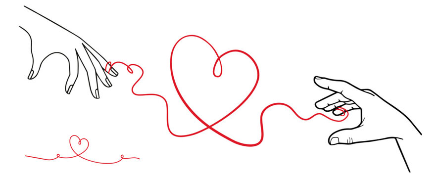 Hilo Rojo, iustraci&oacute;n inspiracional, leyenda del hilo rojo, san valent&iacute;n, enamorados, infinito, amor, destino, coraz&oacute;n	
