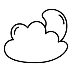 Weather forecast cloud and moon line icon.