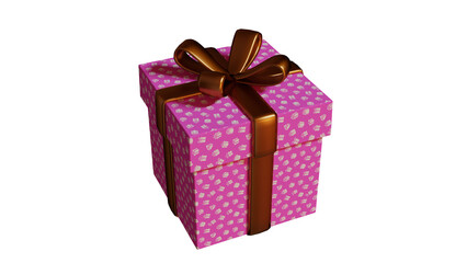Pink gift box with ribbon transparent