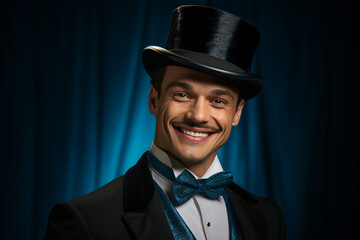 Circus performer clown magician showman in retro costume miracle time Generative AI