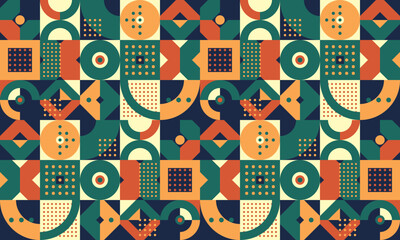 Seamless vector abstract background, geometric seamless pattern, tiling endless wallpaper with geometrical shapes structure in ethnic colors.