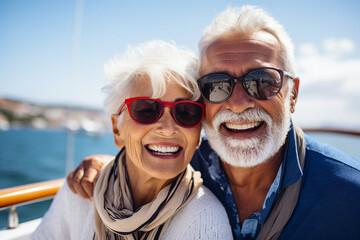 Generative AI image of happy cheerful people traveling together enjoying voyage