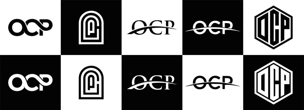 OCP logo. O C P design. White OCP letter. OCP, O C P letter logo design. Initial letter OCP linked circle uppercase monogram logo. O C P letter logo vector design. OCP letter logo design five style.	
