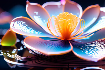 frangipani flower on black background generative AI 