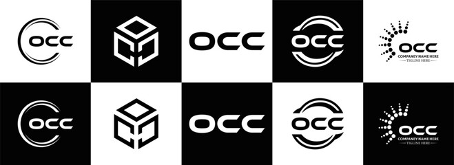 OCC logo. O C C design. White OCC letter. OCC, O C C letter logo design. Initial letter OCC linked circle uppercase monogram logo. O C C letter logo vector design. OCC letter logo design five style.	

