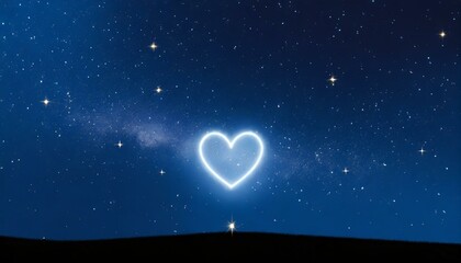 夜空に浮かぶハートマーク