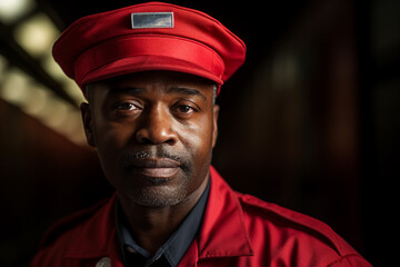 Fototapeta premium Export postal worker standing workplace delivery center Generative AI picture