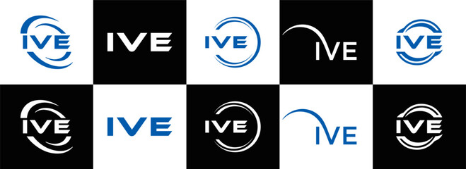 IVE logo. I V E design. White IVE letter. IVE, I V E letter logo design. Initial letter IVE linked circle uppercase monogram logo. I V E letter logo vector design. IVE letter logo design five style.	
