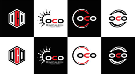 Fototapeta premium OCO logo. O C O design. White OCO letter. OCO, O C O letter logo design. Initial letter OCO linked circle uppercase monogram logo. O C O letter logo vector design. OCO letter logo design five style. 