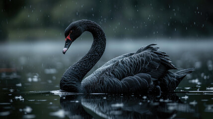 Black swan, symbol of unpredictable or unforeseen event and extreme consequences