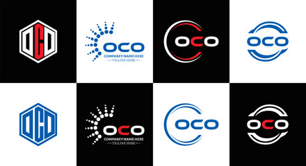 OCO logo. O C O design. White OCO letter. OCO, O C O letter logo design. Initial letter OCO linked circle uppercase monogram logo. O C O letter logo vector design. OCO letter logo design five style.	
