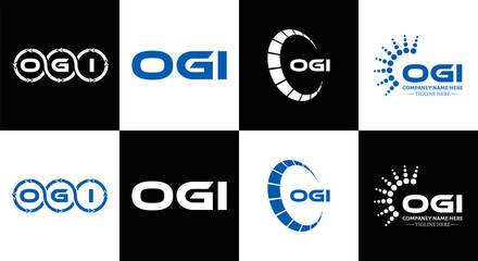 OGI logo. O G I design. White OGI letter. OGI, O G I letter logo design. Initial letter OGI linked circle uppercase monogram logo. O G I letter logo vector design. OGI letter logo design five style.	
