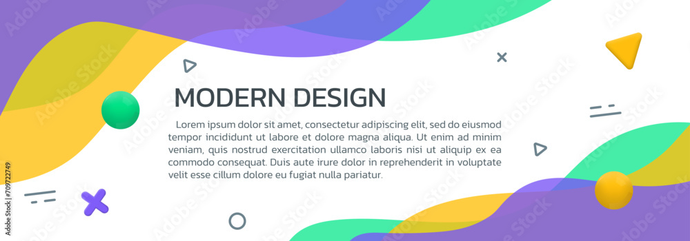 Wall mural abstract shape banner or background. wave shape, fluid header template. wavy shapes dynamic design t