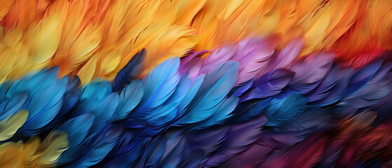 Colorful bird feathers background - obrazy, fototapety, plakaty