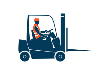 Worker using forklift design illustration © agoosh
