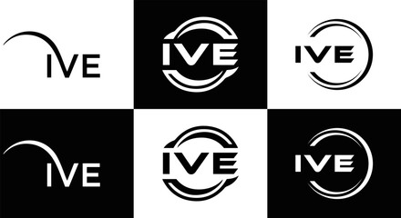 IVE logo. I V E design. White IVE letter. IVE, I V E letter logo design. Initial letter IVE linked circle uppercase monogram logo. I V E letter logo vector design. IVE letter logo design five style.	
