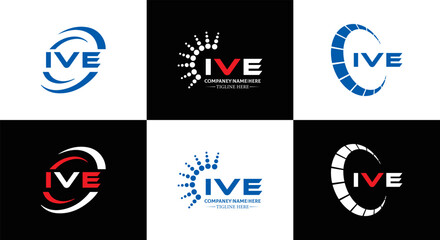 IVE logo. I V E design. White IVE letter. IVE, I V E letter logo design. Initial letter IVE linked circle uppercase monogram logo. I V E letter logo vector design. IVE letter logo design five style.	
