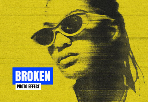 Broken Scanner Photo Effect Mockup