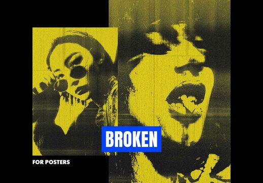 Broken Scanner Poster Photo Effect Mockup