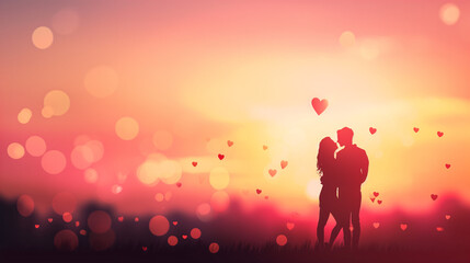 Capturing Love's Essence: Silhouette Illustration of a Romantic Couple on Valentine's Day