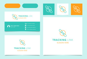 Tracking Link logo brand business card. Branding book affilate marketing collection. Thin Tracking Link logo