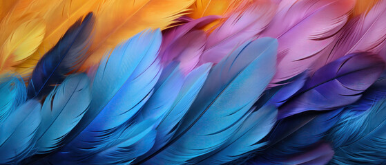Colorful bird feathers background - obrazy, fototapety, plakaty