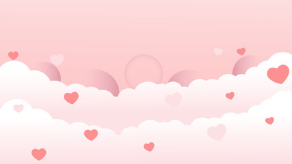 Heart background valentine pink love with sky theme.