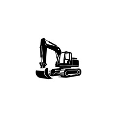 Simple Excavator Logo Flat Black Vector 